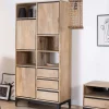 Online Bibliothèque design déstructuré en manguier avec liserés noirs "Bocca" Rangement|Bibliothèque