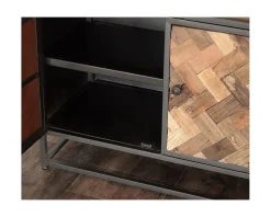 Discount Bibliothèque industrielle 180x90 cm métal gris et manguier "Kaloupilé" Bibliothèque