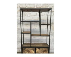 Discount Bibliothèque industrielle 180x90 cm métal gris et manguier