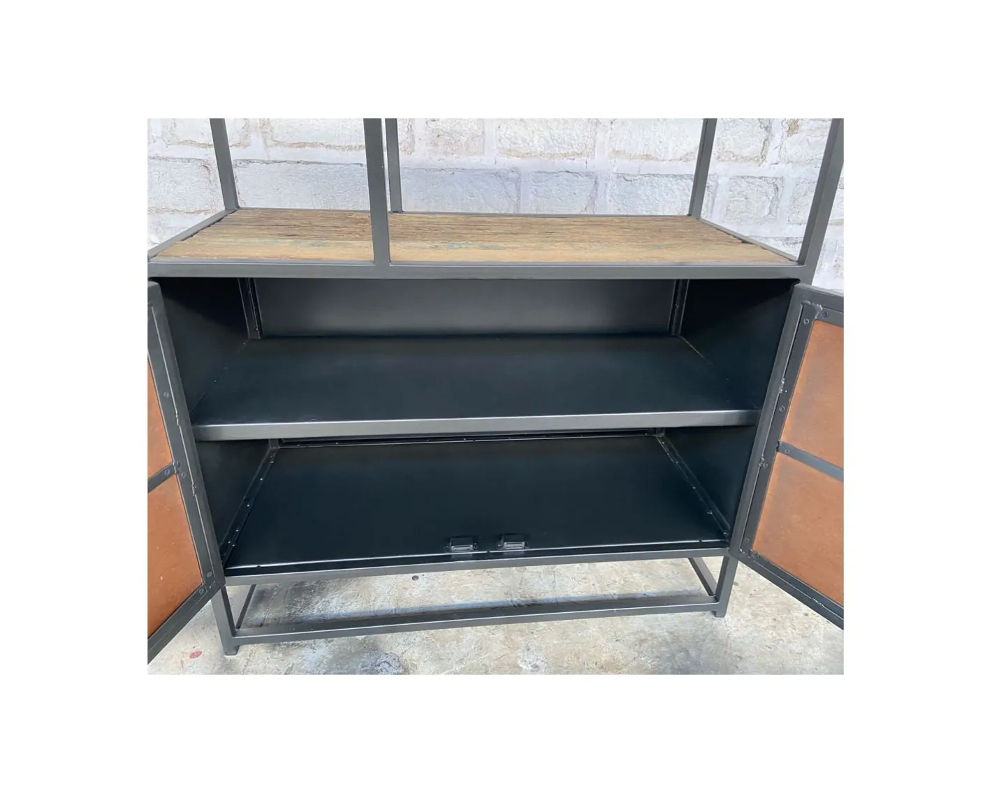 Discount Bibliothèque industrielle 180x90 cm métal gris et manguier "Kaloupilé" Bibliothèque
