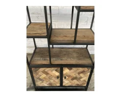 Discount Bibliothèque industrielle 180x90 cm métal gris et manguier