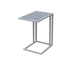 Clearance Bout de canapé blanc plateau céramique "Terrasse" Table Basse Rectangulaire
