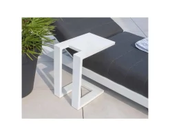 Sale Bout de canapé design en aluminium blanc "Lazy Beach" Table Basse Rectangulaire