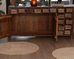 Hot Buffet bas ethnique en bois exotique brut recyclé 150cm 