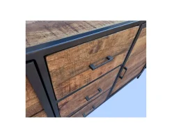 Clearance Buffet bas industriel métal gris et bois de manguier massif "Vista" Buffet Et Bahut