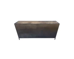 Clearance Buffet bas industriel métal gris et bois de manguier massif 