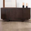 Outlet Buffet bas 4 portes esprit japandi "Laumie" teinte foncée Buffet Et Bahut