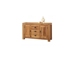 Sale Buffet bas rustique en chêne massif 2 portes 3 tiroirs 