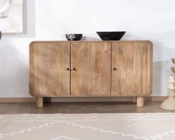 Outlet Buffet 140 cm style pop en manguier "Plume" 3 portes Buffet Et Bahut