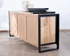 Outlet Buffet de salle à manger industriel en métal et bois 190 cm 