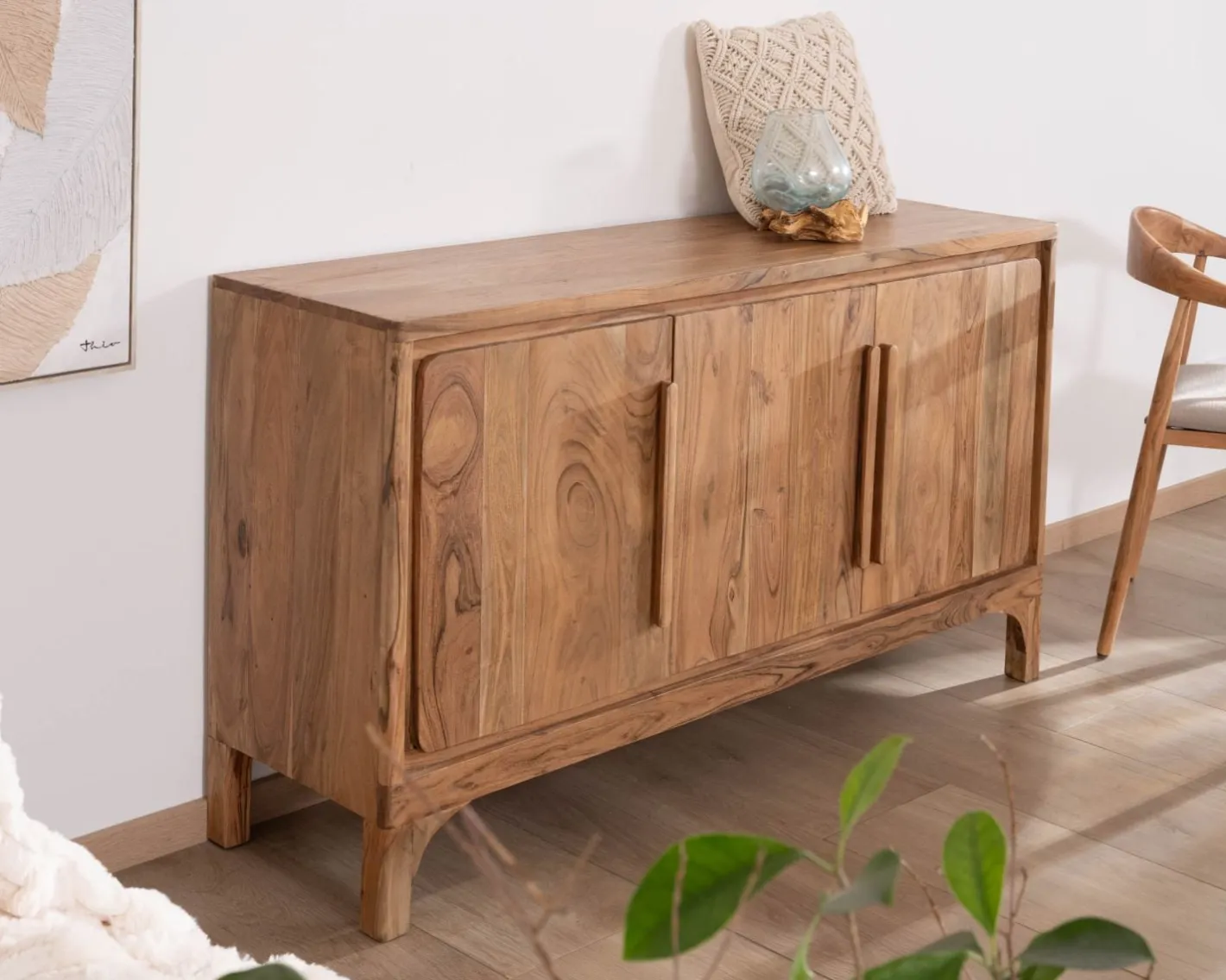 Outlet Buffet design épuré en acacia "Melody" 3 portes 145 cm Buffet Et Bahut
