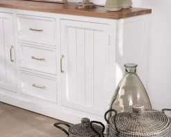 Best Buffet en acacia blanc 165cm et plateau naturel 