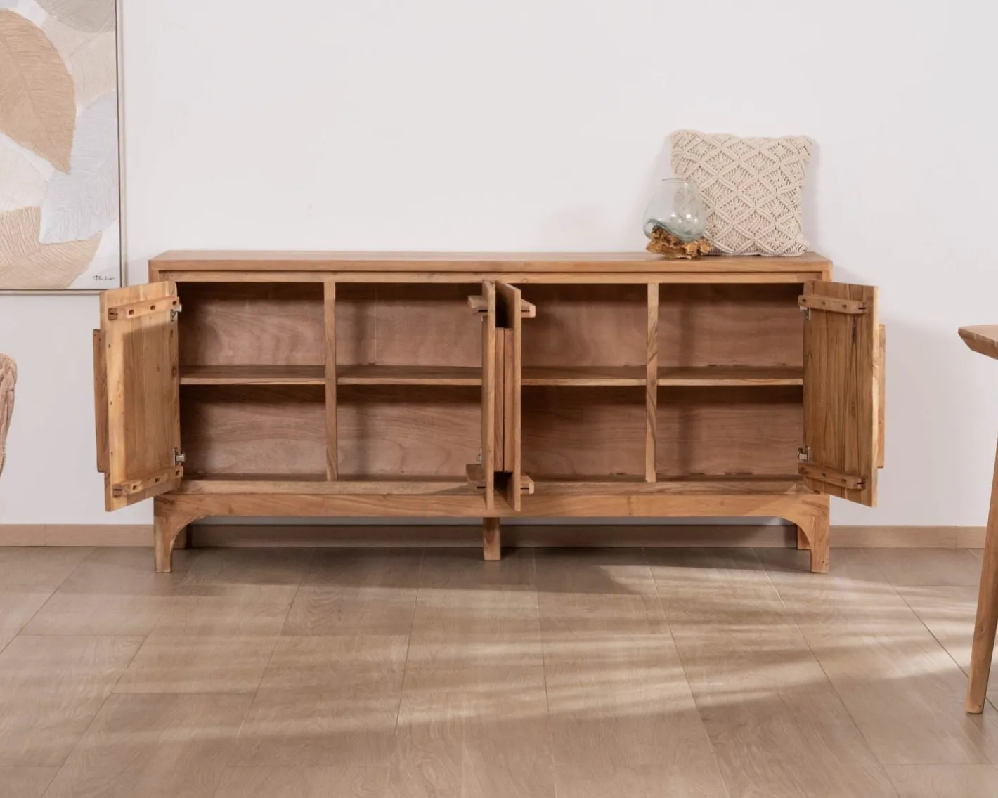 Clearance Buffet en acacia 4 portes style scandinave "Melody" 175 cm Buffet Et Bahut