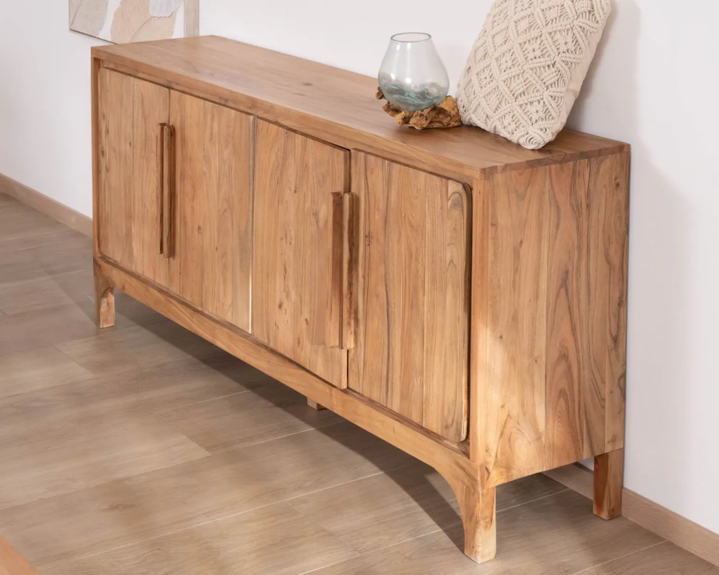 Clearance Buffet en acacia 4 portes style scandinave "Melody" 175 cm Buffet Et Bahut