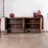 Clearance Buffet enfilade 4 portes 200 cm en manguier massif foncé "Malaké" style Japandi Buffet Et Bahut