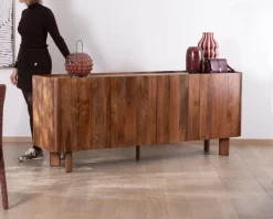 Clearance Buffet enfilade 4 portes 200 cm en manguier massif foncé 