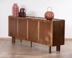 Clearance Buffet enfilade 4 portes 200 cm en manguier massif foncé 