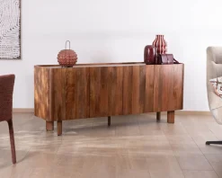 Clearance Buffet enfilade 4 portes 200 cm en manguier massif foncé 
