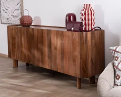 Clearance Buffet enfilade 4 portes 200 cm en manguier massif foncé 