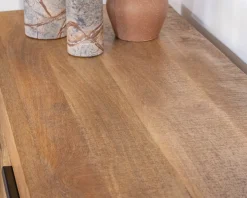 Outlet Buffet en manguier avec décor strié noir réversible 