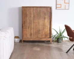 New Buffet haut 2 portes coulissantes en manguier massif 