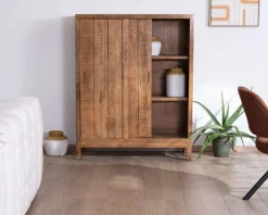 New Buffet haut 2 portes coulissantes en manguier massif 