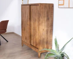 New Buffet haut 2 portes coulissantes en manguier massif 