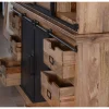 Outlet Buffet haut style atelier portes coulissantes métal bois massif "Haden" Vaisselier|Bibliothèque