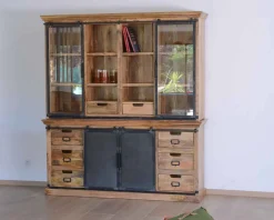 Outlet Buffet haut style atelier portes coulissantes métal bois massif