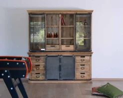 Outlet Buffet haut style atelier portes coulissantes métal bois massif