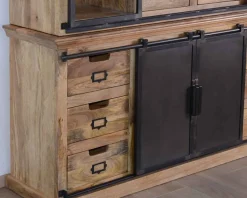Outlet Buffet haut style atelier portes coulissantes métal bois massif