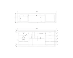 New Buffet métal et bois 200cm portes coulissantes 