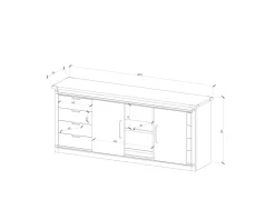 New Buffet métal et bois 200cm portes coulissantes 