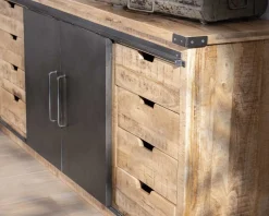 New Buffet métal et bois 200cm portes coulissantes 