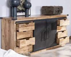 New Buffet métal et bois 200cm portes coulissantes 
