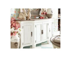 Clearance Buffet 4 portes blanc cassé vieilli plateau bois "Héritage" Buffet Et Bahut