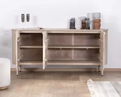 Online Buffet 3 portes 175cm en manguier massif côtés arrondis 