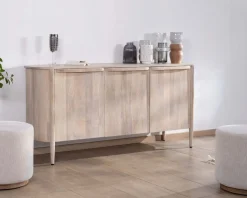 Online Buffet 3 portes 175cm en manguier massif côtés arrondis 