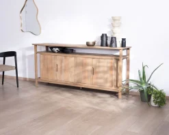 Clearance Buffet 4 portes style Japandi en manguier massif