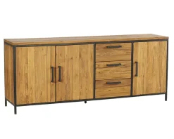 Outlet Buffet 3 portes 3 tiroirs en teck massif et métal 195 cm "Roster" Buffet Et Bahut