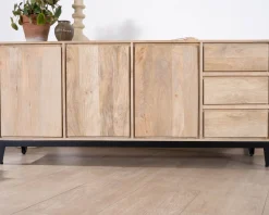 Online Buffet épuré en manguier massif 180 cm 3 portes et tiroirs "Gola" Buffet Et Bahut