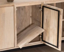 Online Buffet épuré en manguier massif 180 cm 3 portes et tiroirs 