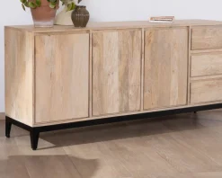 Online Buffet épuré en manguier massif 180 cm 3 portes et tiroirs 