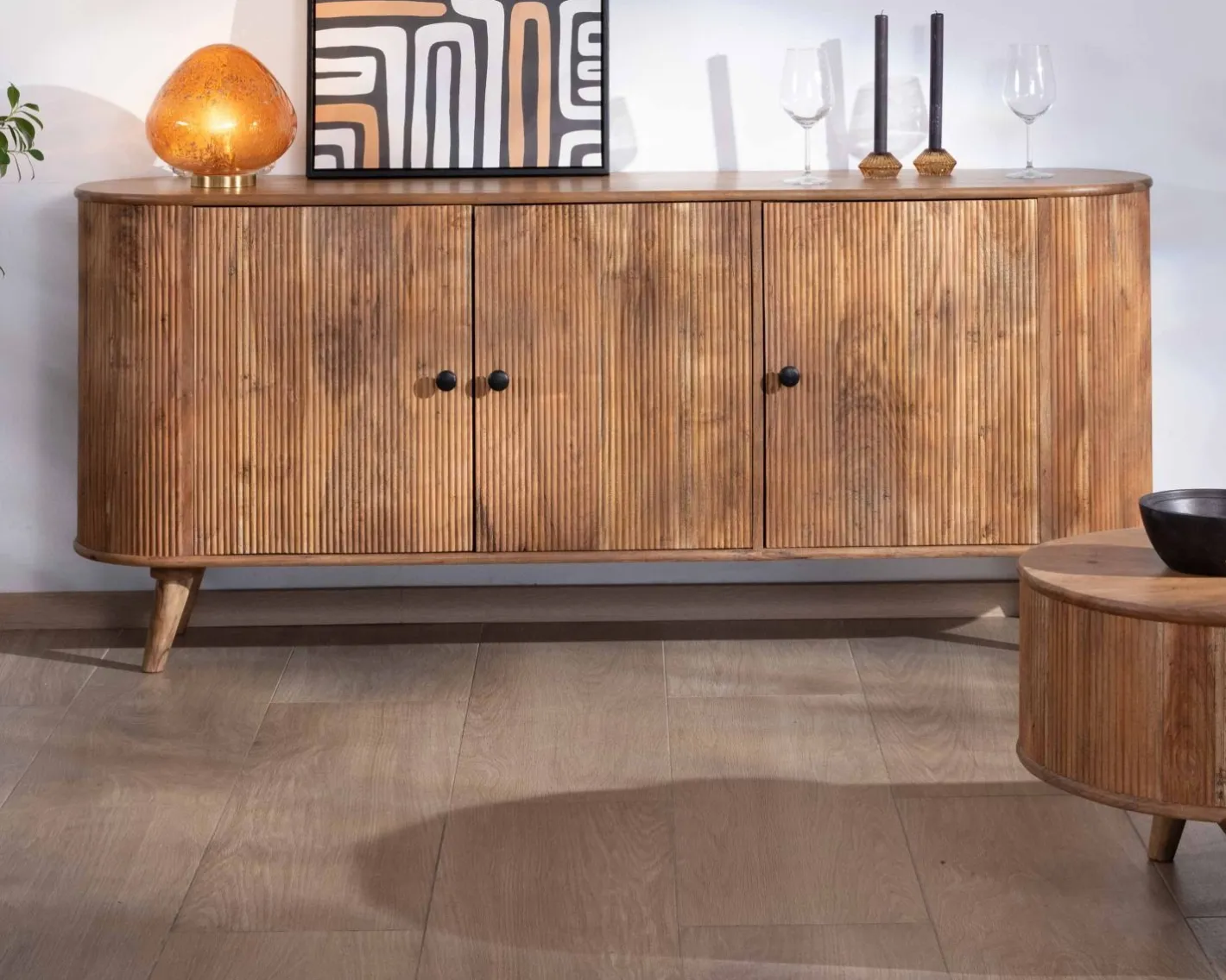 Best Buffet rétro 3 portes en acacia massif "Boomer" 175 cm Buffet Et Bahut