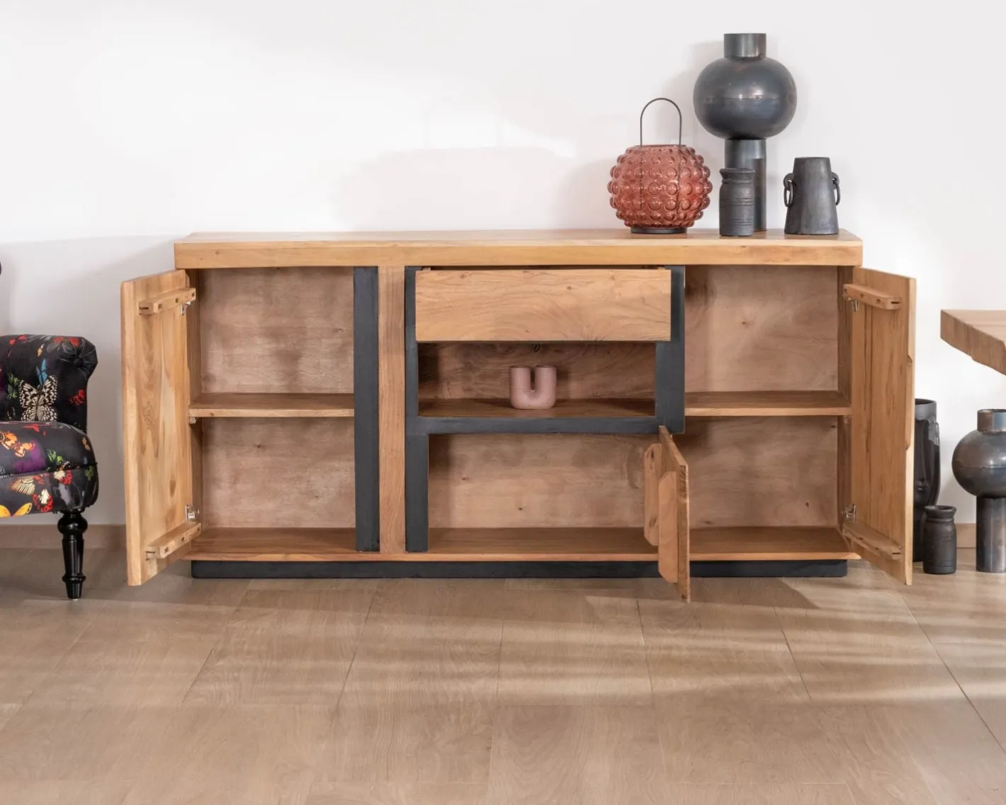 Sale Buffet ultra contemporain avec niche éclairage LED "Lumino" Buffet Et Bahut
