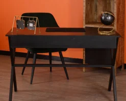 Outlet Bureau noir en bois et métal 120cm 