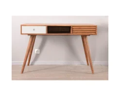 Clearance Bureau scandinave en palissandre "Vintage grey" tiroir blanc Bureau