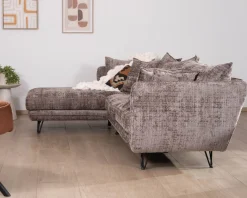 Sale Canapé angle gauche ultra confort en tissu chenillé doux gris cendre "Hasting" Canapé D'Angle|Canapé 3 Places