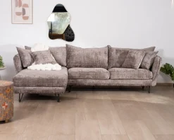 Sale Canapé angle gauche ultra confort en tissu chenillé doux gris cendre 