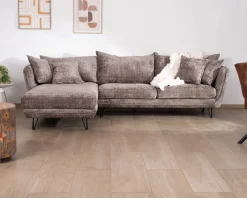 Sale Canapé angle gauche ultra confort en tissu chenillé doux gris cendre 